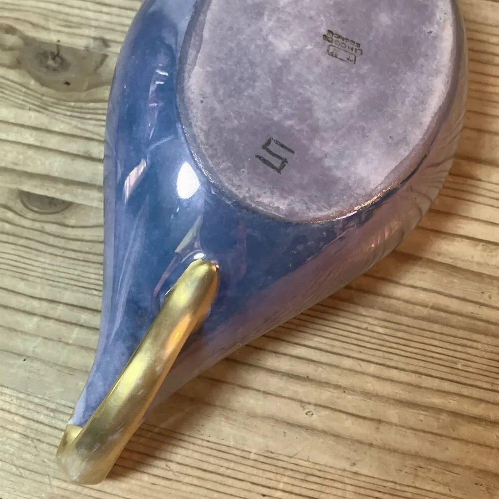Antique Limoges France Gold Rim Pearlized Purple Vanity Dish Bowl Luster Wear